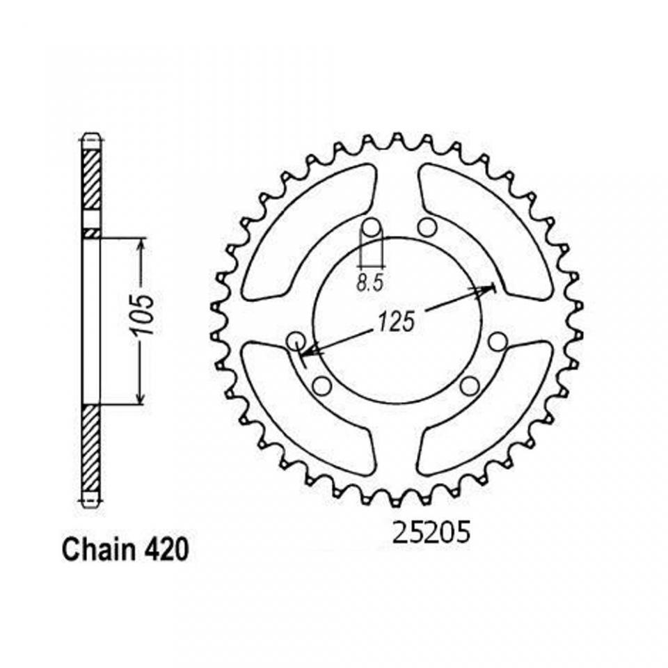 Couronne de transmission Sifam pour Moto Derbi 50 Senda Après 2000 50 dents pas 420 Ø105mm Neuf