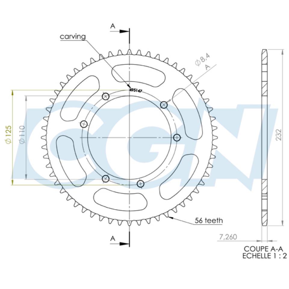Couronne de transmission Afam pour Moto Masai 50 SM 2002 à 2013 Neuf
