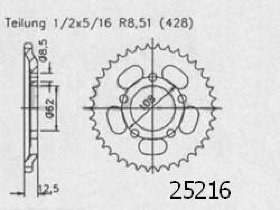 Couronne de transmission Esjot pour Moto MZ 125 RT 2000 à 2006 Neuf