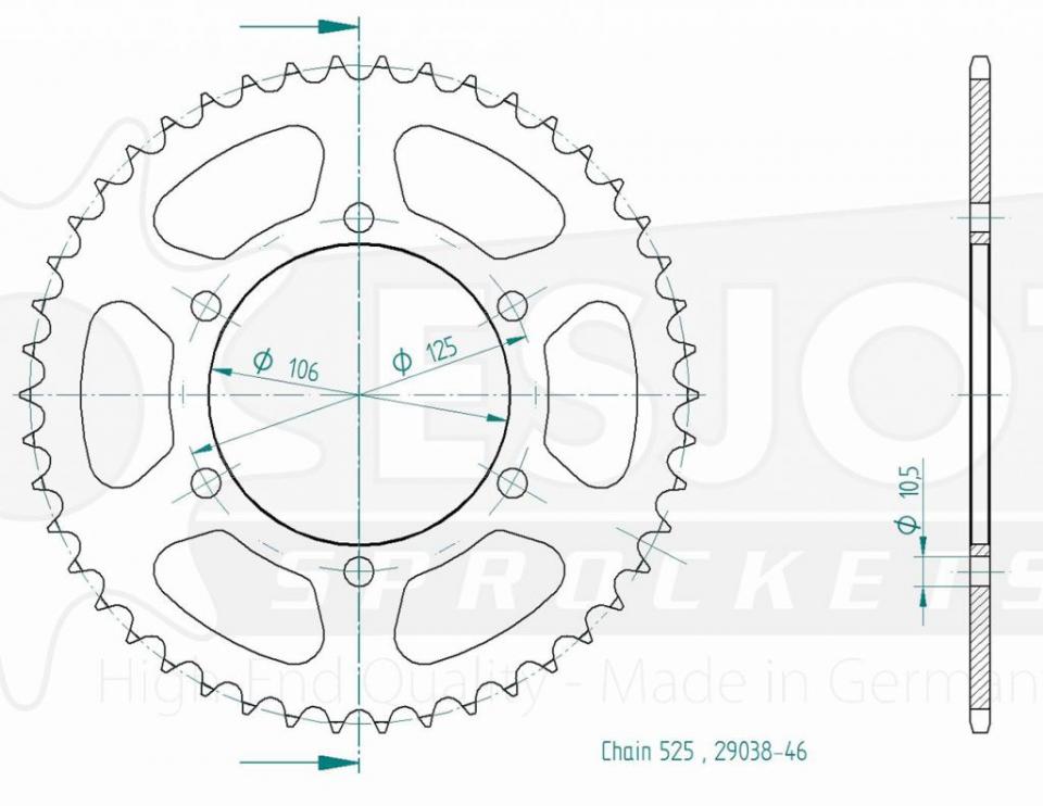 Couronne de transmission Esjot pour Moto Triumph 765 Street Triple R 2017 à 2023 Neuf