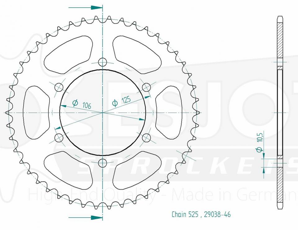 Couronne de transmission Esjot pour Moto Triumph 765 Street Triple S 2017 à 2022 Neuf