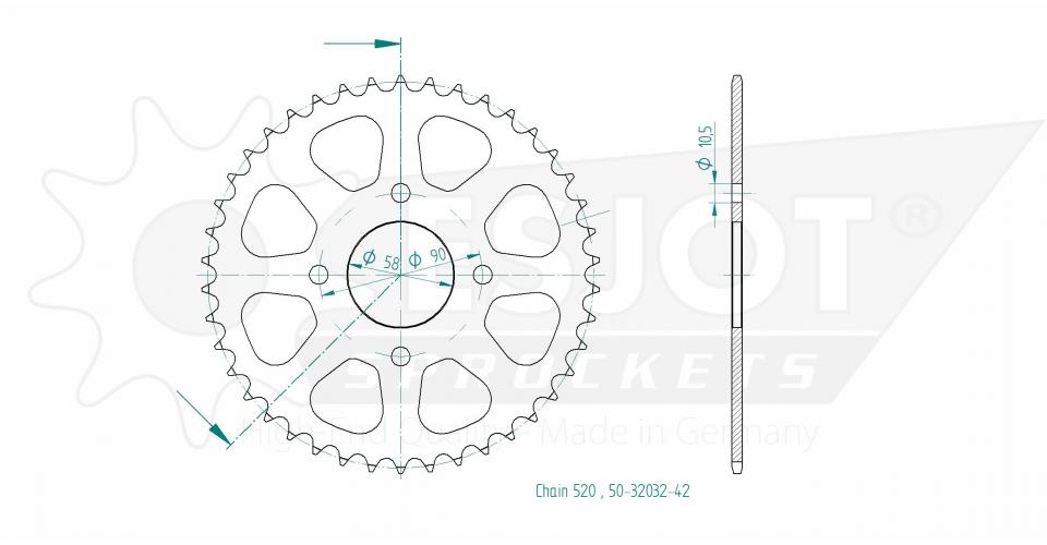 Couronne de transmission Esjot pour ULM Archive motorcycle 125 AM60 Cafe Racer 2017 à 2021 Neuf