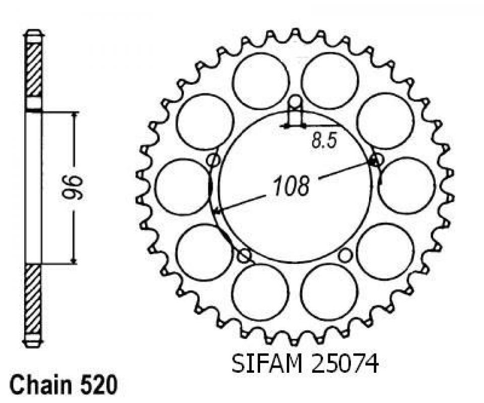 Couronne de transmission Esjot pour Moto Aprilia 125 Tuareg Wind 1990 à 1992 Neuf