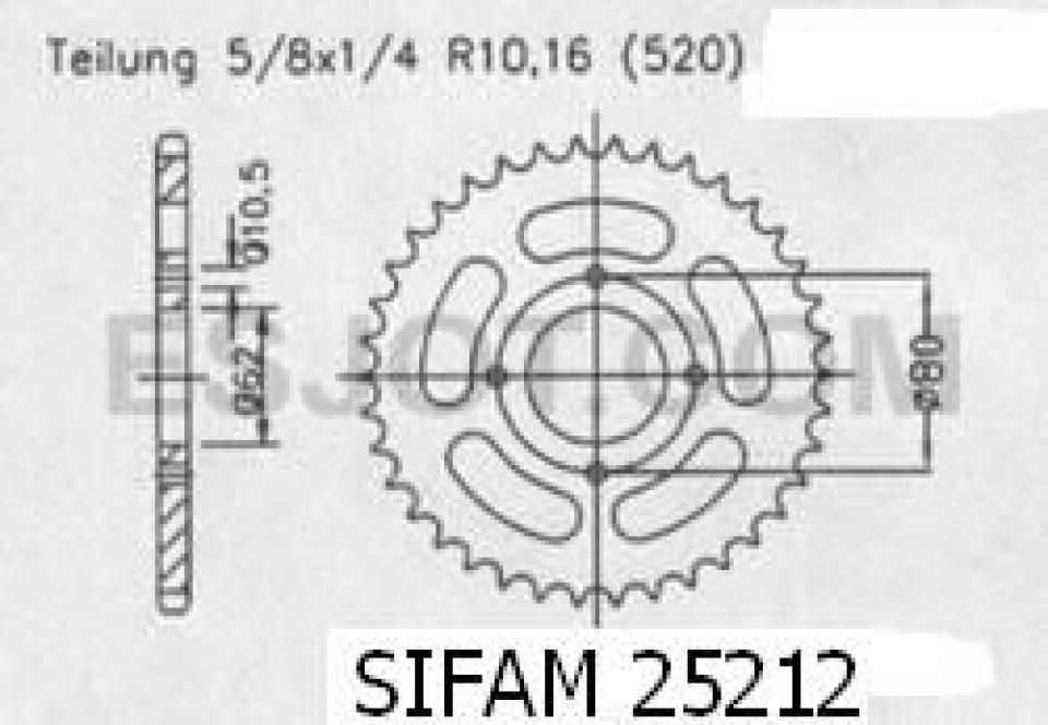 Couronne de transmission Esjot pour Moto Sachs 125 Roadster V2 1999 à 2005 Neuf