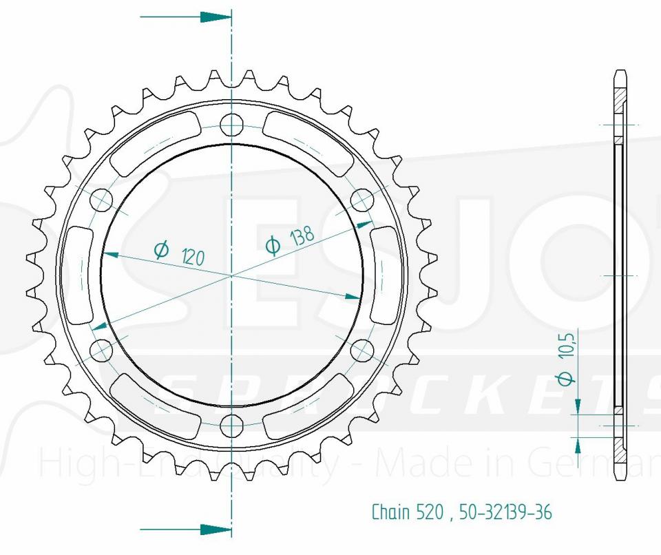 Couronne de transmission Esjot pour Moto Honda 300 Cbr R 2014 à 2016 Neuf