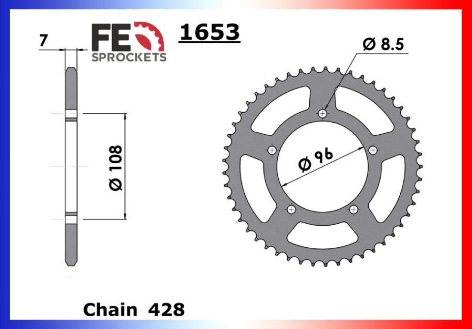 Couronne transmission France Equipement pour moto MZ 125 SM 2001-18 49dts 428