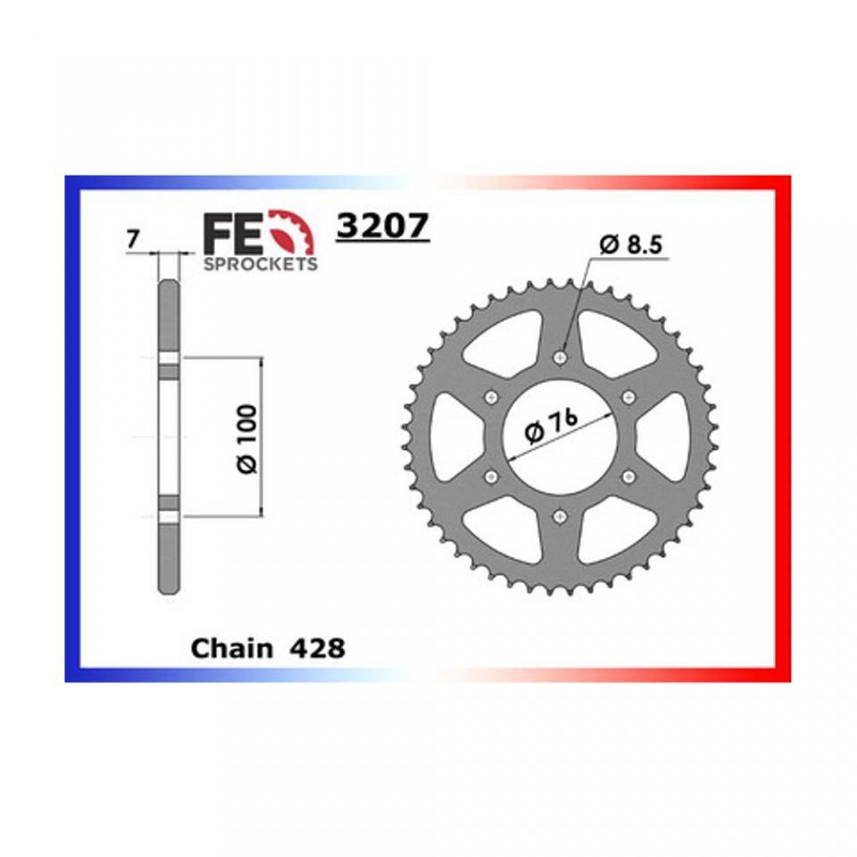 Couronne transmission FE pour moto Yamaha 125 MT 2015 à 2020 43 dents P428 Neuf