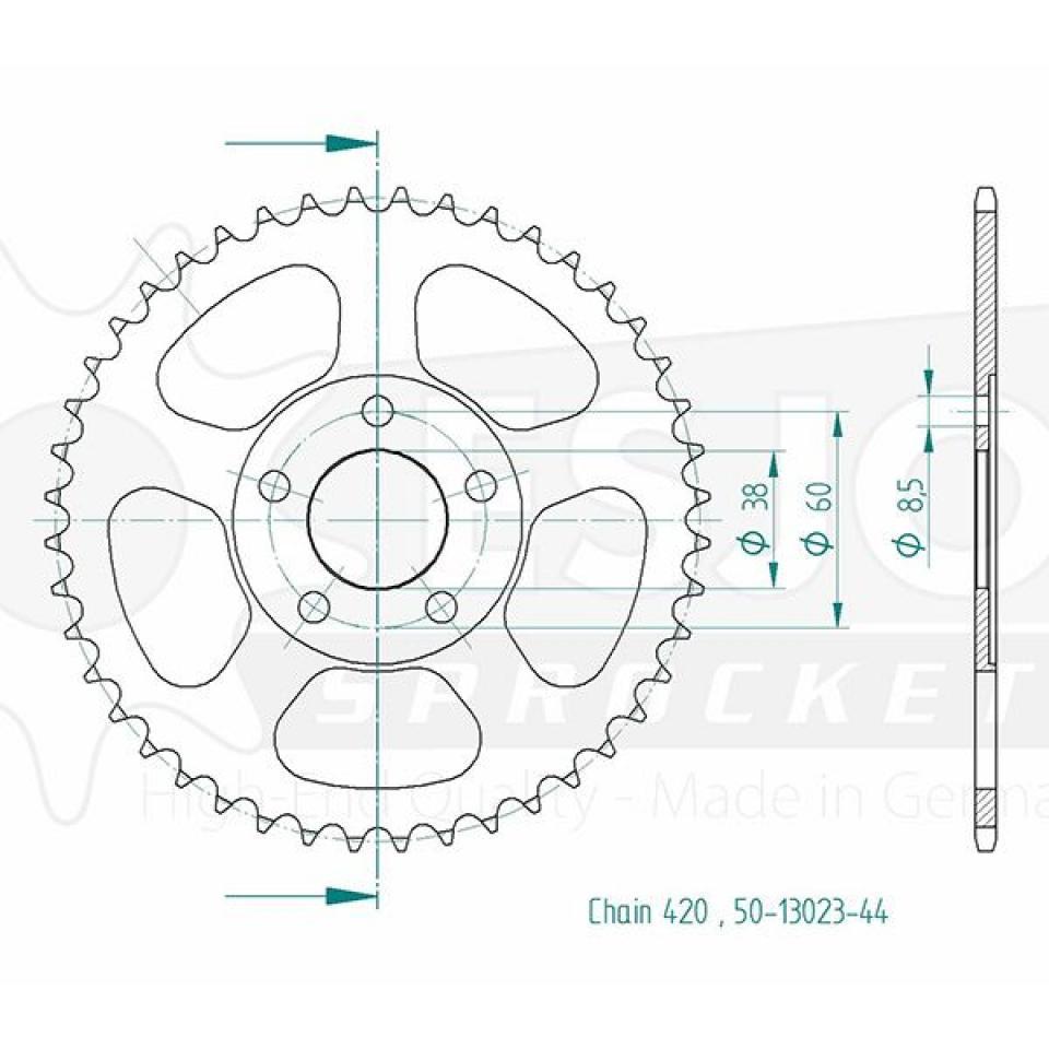 Couronne transmission Esjot pour moto MSA 50 Rse 1999-01 13023 44 dts alésage 38