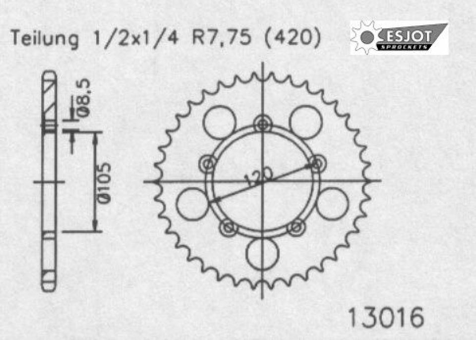 photo piece : Couronne de transmission->Ajs JSM Motard