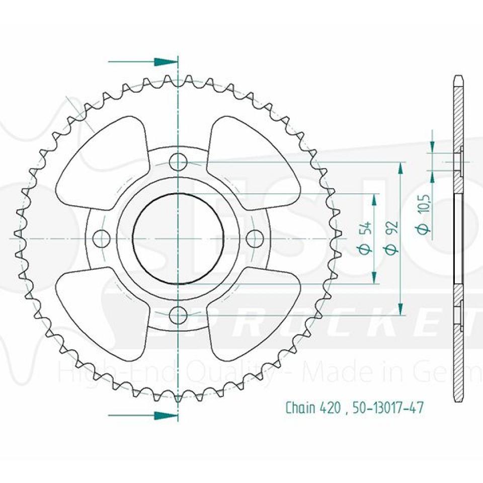 Couronne de transmission Esjot pour Moto Yamaha 50 TZR 1997 à 2018 Neuf