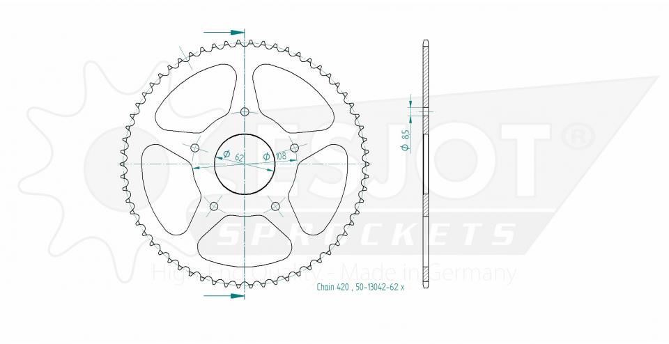 Couronne de transmission Esjot pour Moto MH 50 RX R 2008 à 2013 Neuf