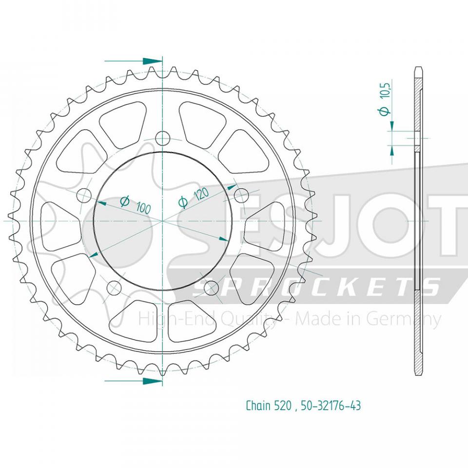 Couronne de transmission Esjot pour Moto Aprilia 660 RS 2021 à 2023 Neuf