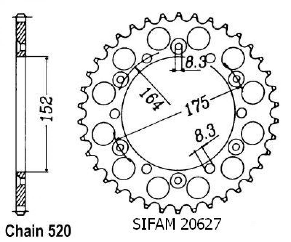 Couronne de transmission Sifam pour Moto Yamaha 600 Tt Japon 1983 à 1992 Neuf