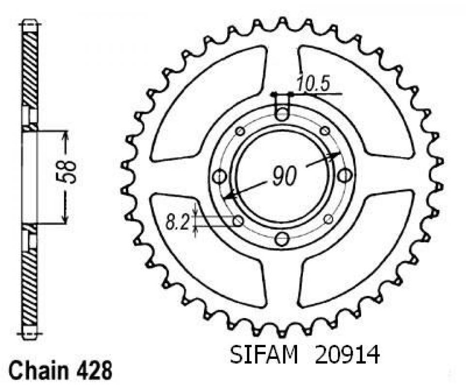 Couronne de transmission Sifam pour Moto Kymco 125 Ck Pulsar 2001 à 2004 Neuf