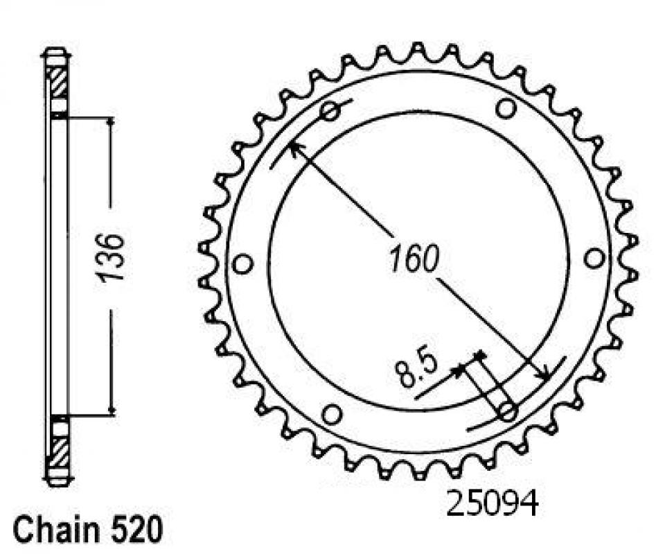 Couronne de transmission Sifam pour Moto Aprilia 650 Moto 6.5 Stark 1995 à 2001 Neuf