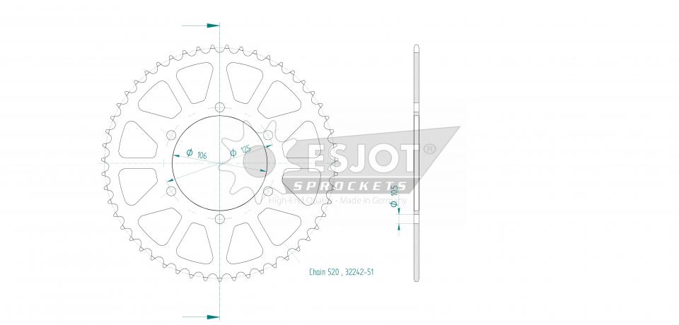 Couronne de transmission Esjot pour Moto Triumph 660 Trident 2021 à 2024 Neuf