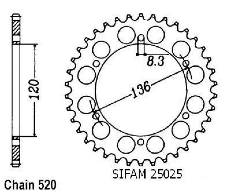Couronne de transmission pour Yamaha TDR