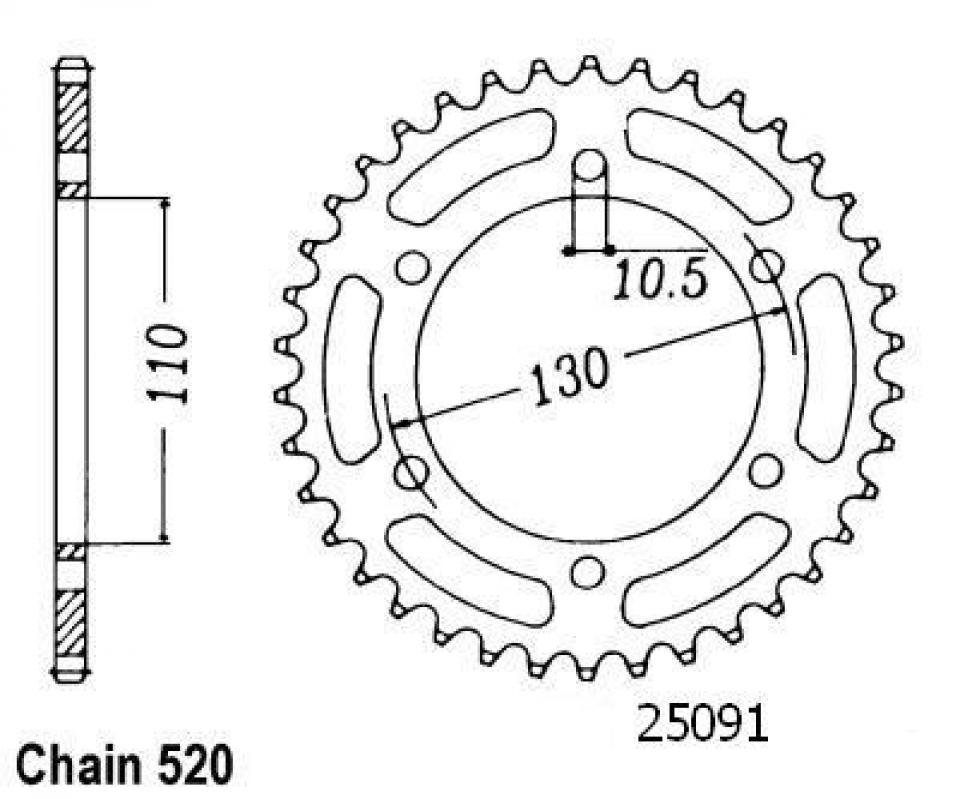 Couronne de transmission pour Kawasaki Gpz Ex (S) 2 Disques