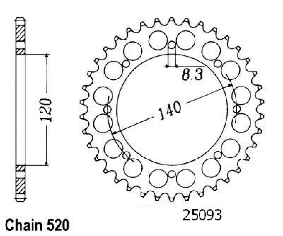Couronne de transmission Sifam pour Moto Kawasaki 650 KLR Tengai 1989 à 1992 Neuf