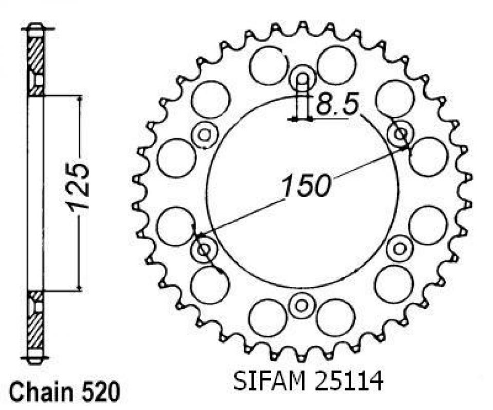 Couronne de transmission Sifam pour Moto KTM 125 LC2 1997 à 2000 Neuf