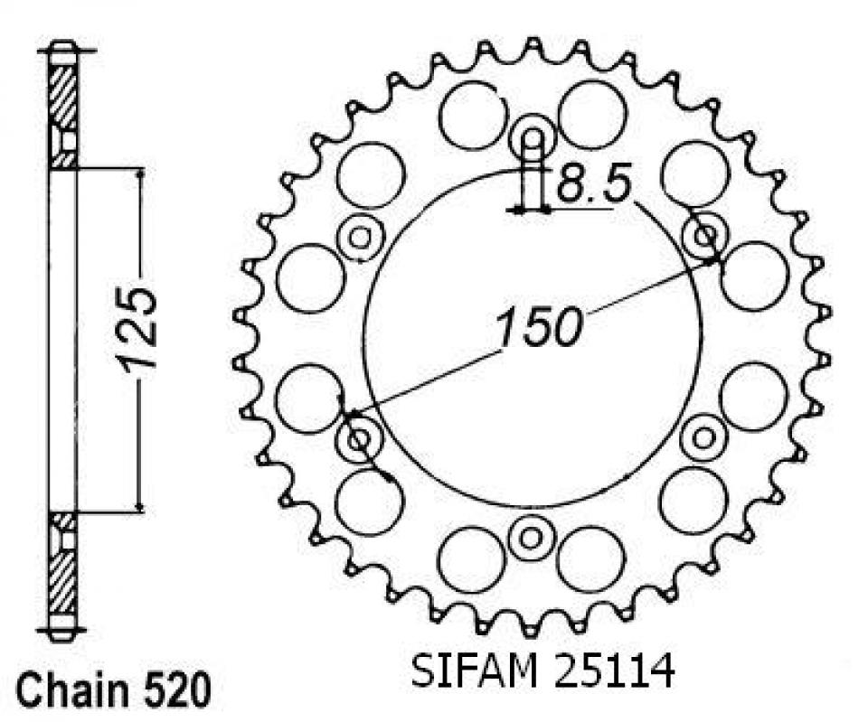Couronne de transmission Sifam pour Moto CF moto 800 MT TOURING 2022 à 2023 Neuf