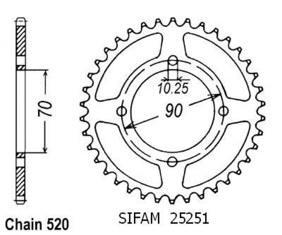 Couronne de transmission Sifam pour Quad Kawasaki 250 KSF MOJAVE 1994 à 2004 Neuf