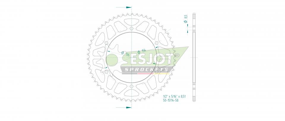 Couronne de transmission Esjot pour Moto Fantic 125 CABALLERO SCRAMBLER 2021 à 2023 Neuf