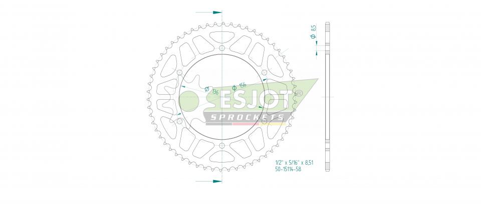 Couronne de transmission Esjot pour Moto Fantic 125 CABALLERO SCRAMBLER 2021 à 2023 Neuf