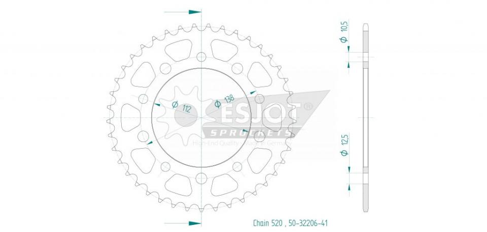 Couronne de transmission Esjot pour Moto Honda 750 Nc X Dct 2021 à 2023 Neuf