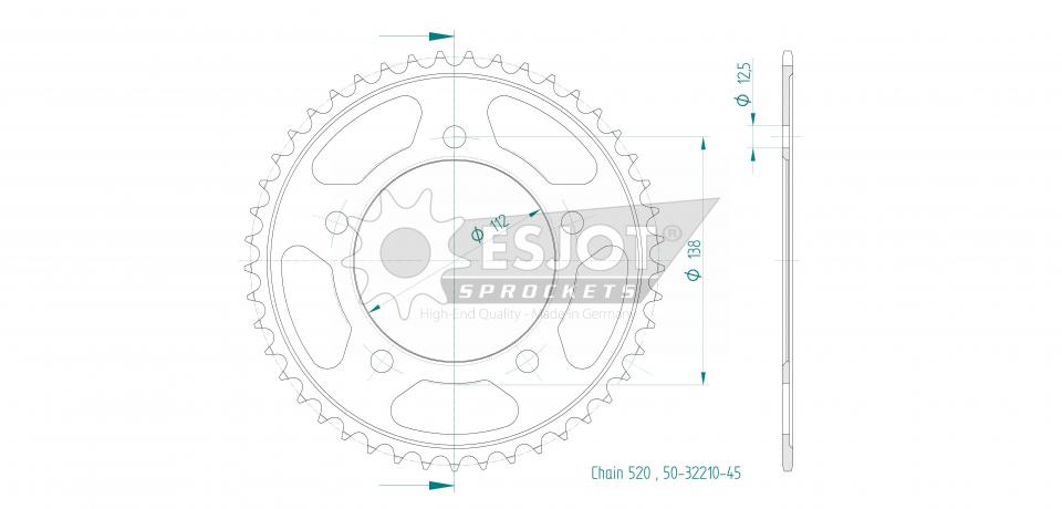 Couronne de transmission Esjot pour Moto Honda 750 HORNET R ABS 2023 à 2024 Neuf