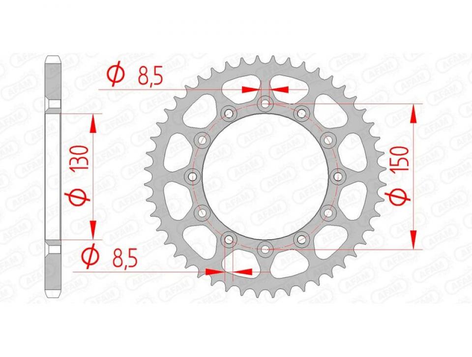 Couronne de transmission Afam pour Moto Yamaha 250 WR F 52 dents pas 520 Ø130mm Neuf