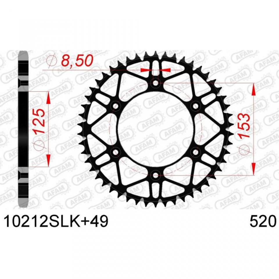 Couronne de transmission Afam pour Moto Honda 250 CRF R Après 2011 10212SLK+49 / 49 dts P520 Ø125 Neuf