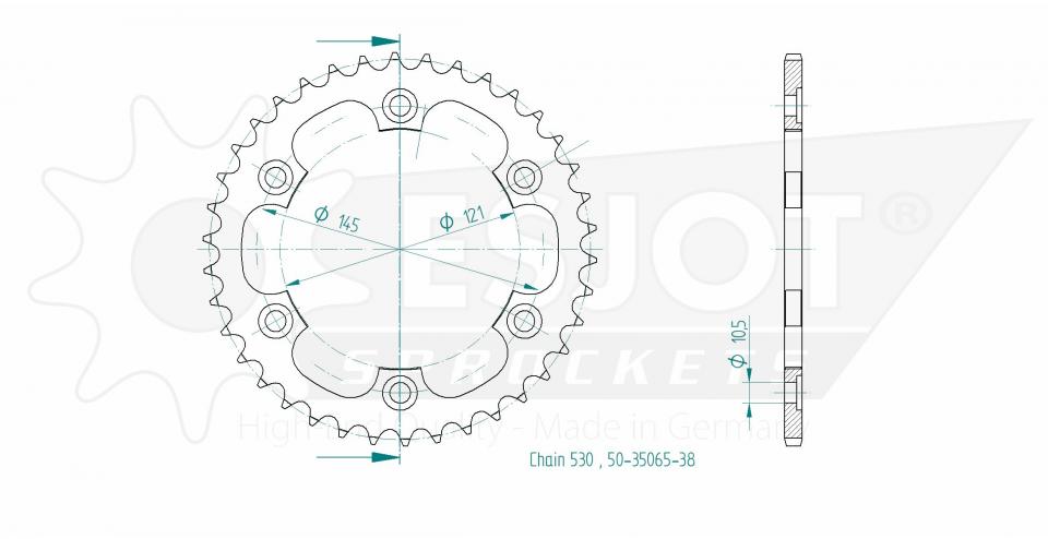 Couronne de transmission Esjot pour Moto ROYAL ENFIELD 500 Bullet 2009 à 2022 Neuf