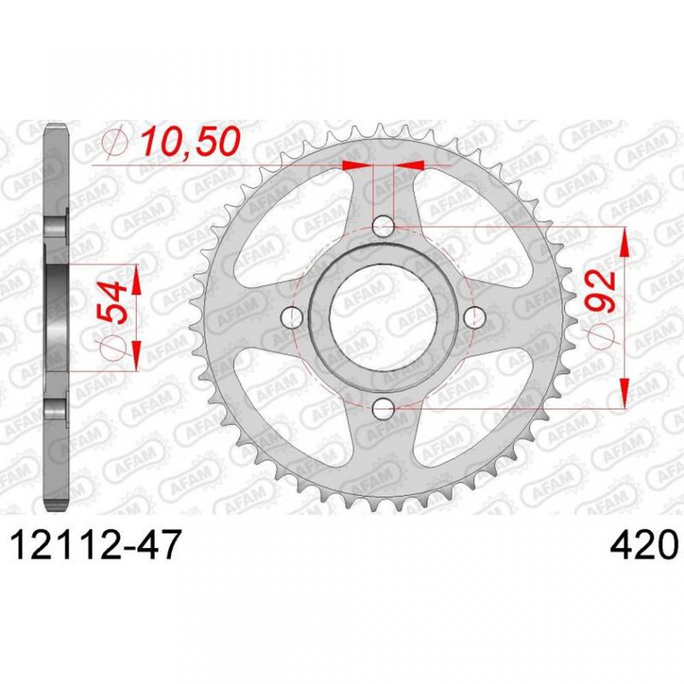 Couronne transmission Afam pour moto 47 dents Pas 420 Alésage 54mm 12112-47 Neuf
