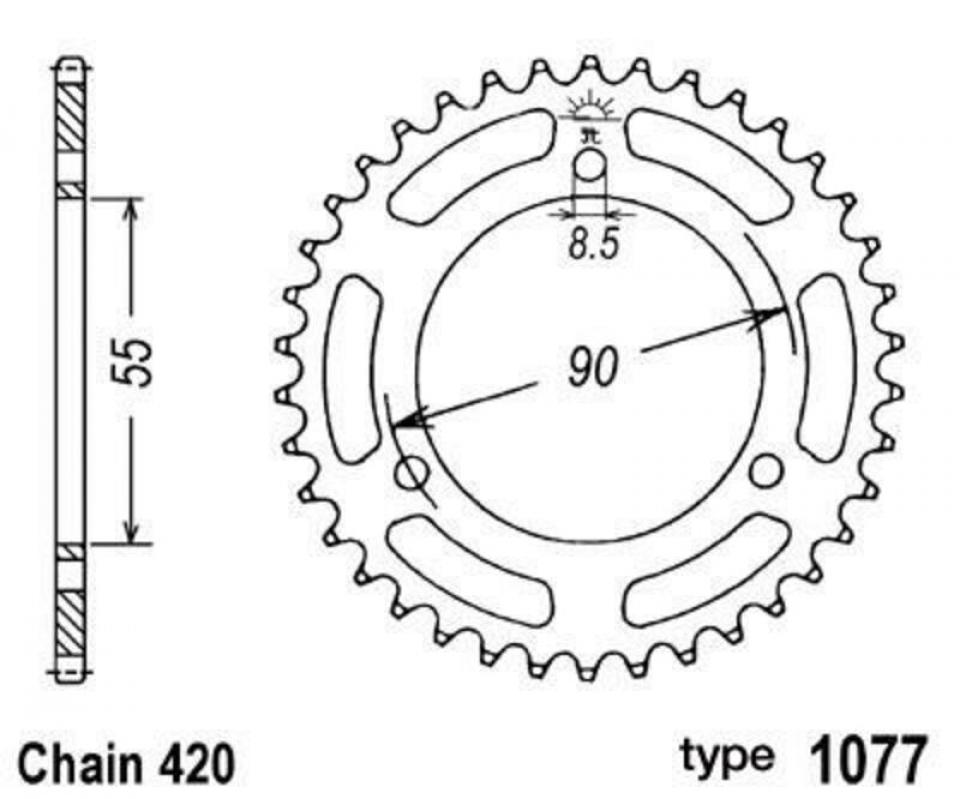 Couronne de transmission BIHR pour moto Rieju 50 NKD 47 dents Pas 420 Neuf