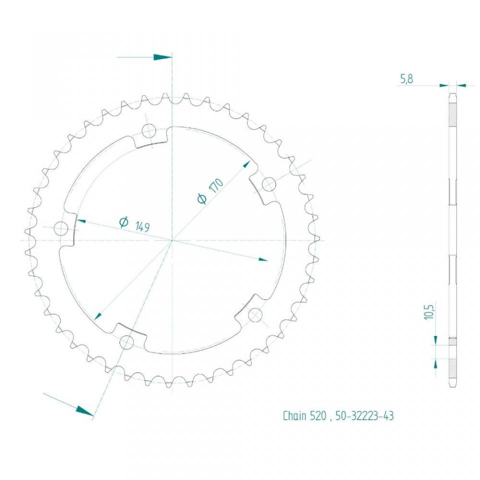 Couronne de transmission pour Zontes T