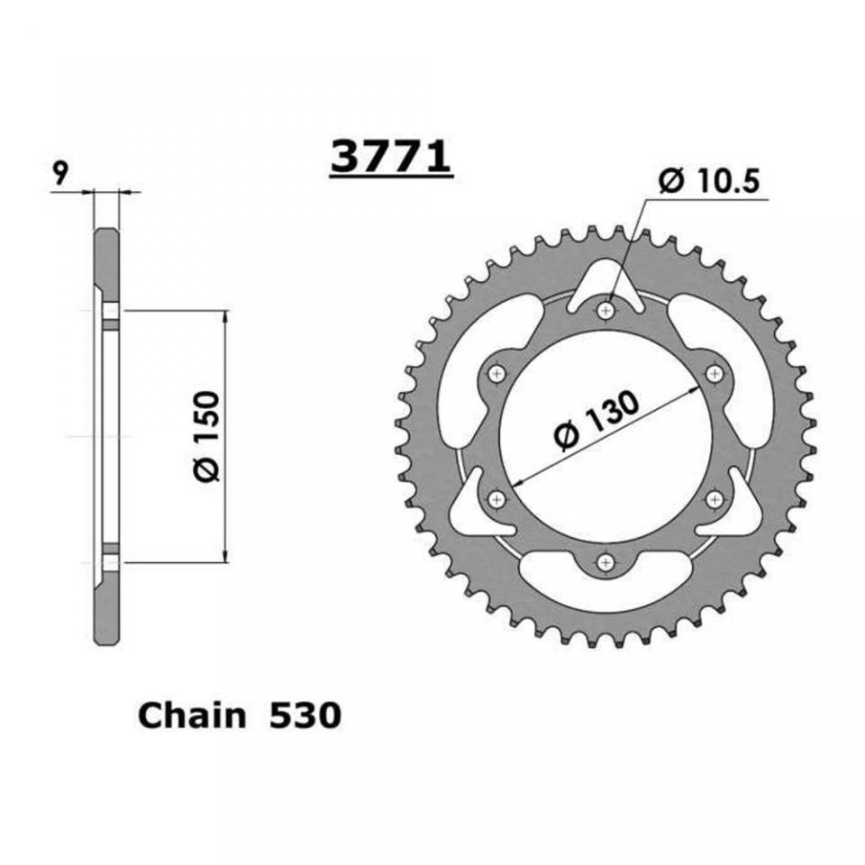 Couronne transmission FE pour moto Yamaha 600 FZS Fazer 1998 à 2003 48 dt P 530