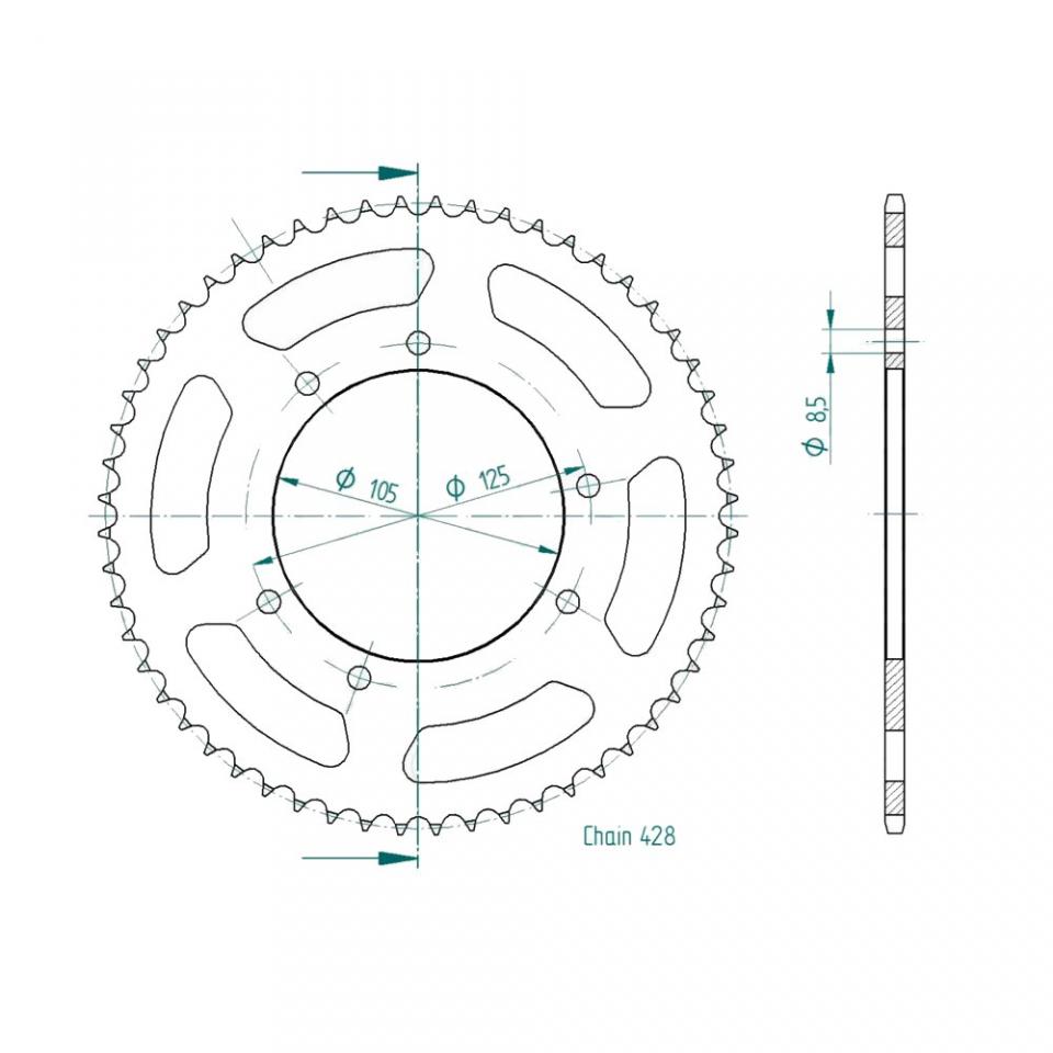 Couronne de transmission IGM pour Moto Rieju 125 SMX 2003 à 2008 48 dents pas 428 Ø105mm Occasion