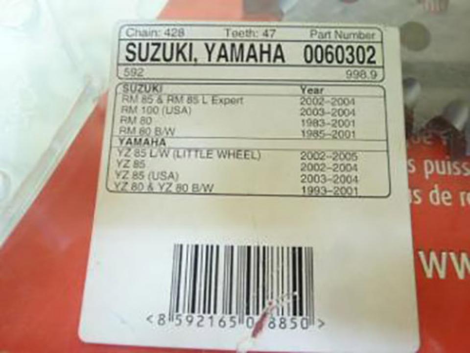 Couronne de transmission Générique pour Moto Suzuki 80 RM 1983 à 2001 Neuf