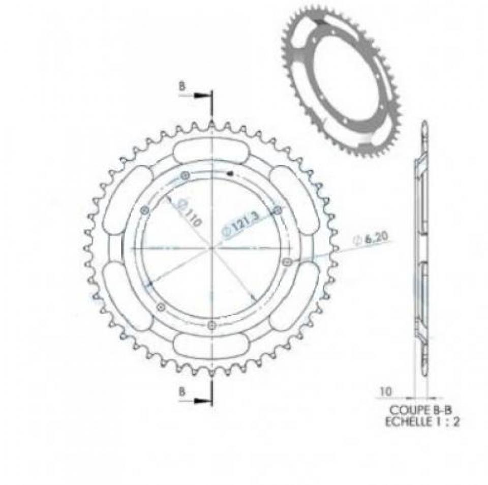 Couronne de transmission SELECTION CGN MOTORISE pour Mobylette MBK 50 88 1960 à 2002 48 dents pas 415 alésage 110mm Neuf