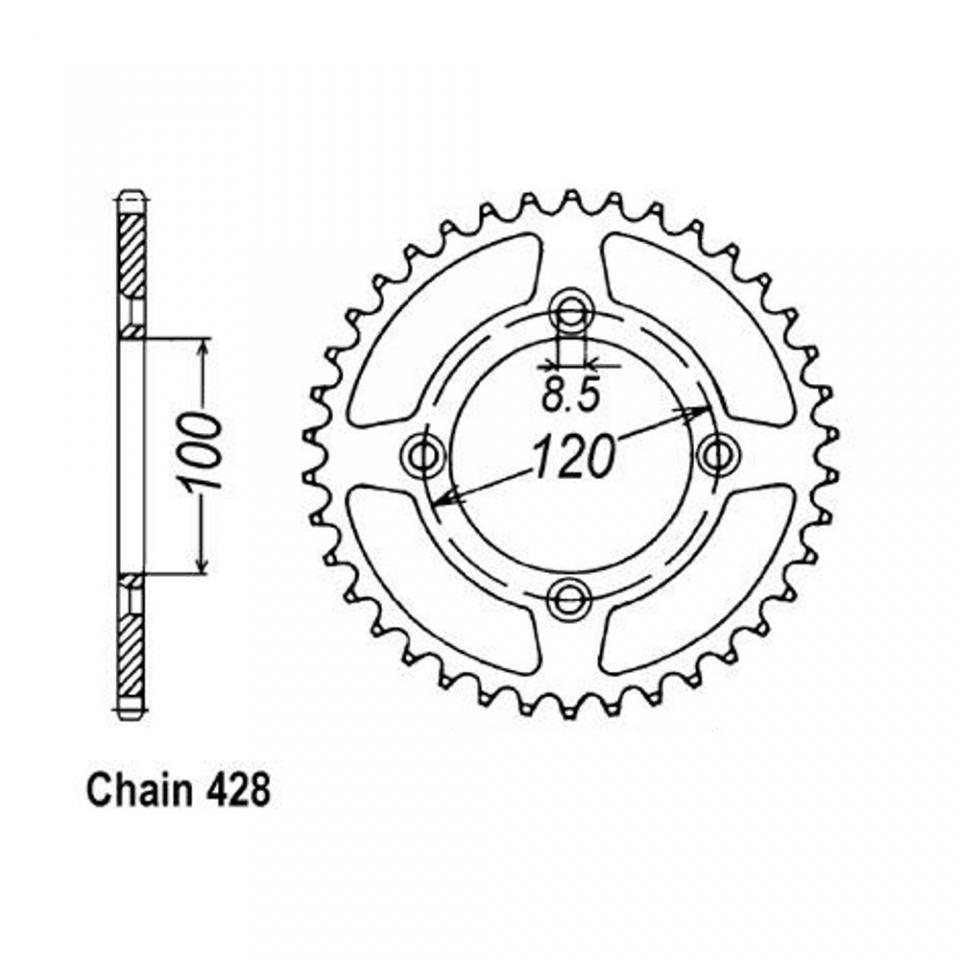 Couronne transmission Sifam pour moto Yamaha 80 YZ 1993 à 2001 54 dts P 428 Neuf