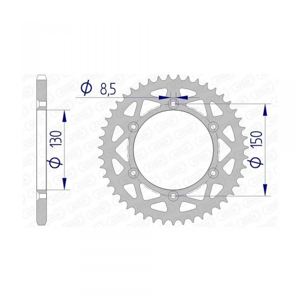 Couronne de transmission Afam pour moto Yamaha 125 YZF Après 1999 49 dents pas 520 Ø130mm Neuf
