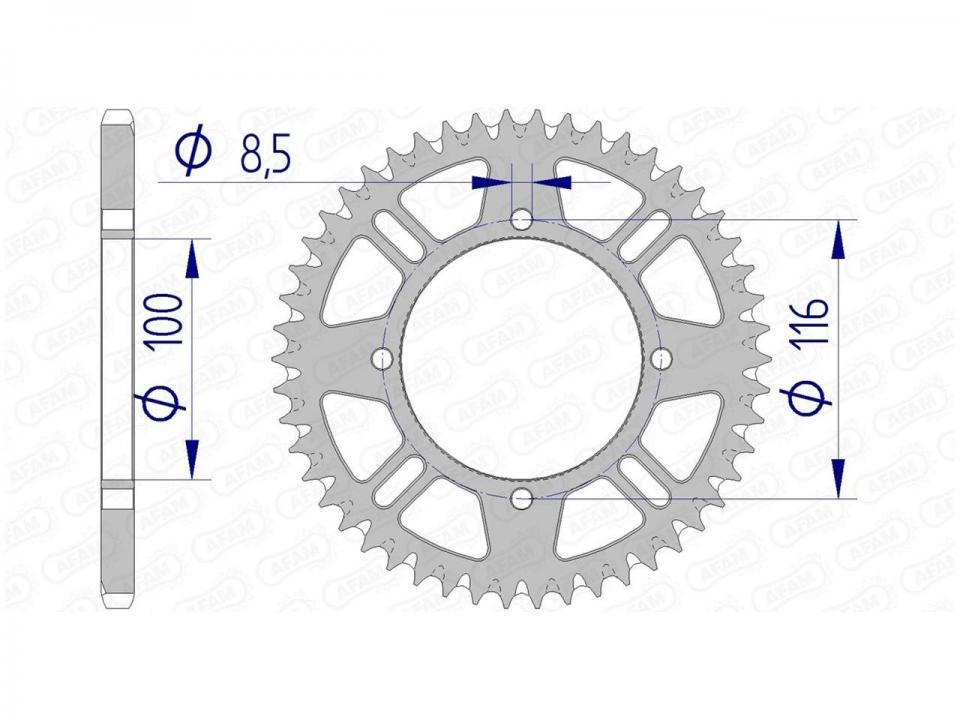 Couronne de transmission 49 dts P420 Afam pour moto Kawasaki 80 KX 1991-2000 17104+49