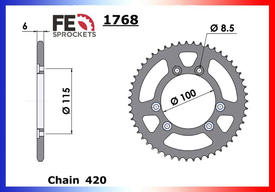 Couronne de transmission FE 56 Dents P420 Ø100mm pour moto Beta 50 RR Après 2004