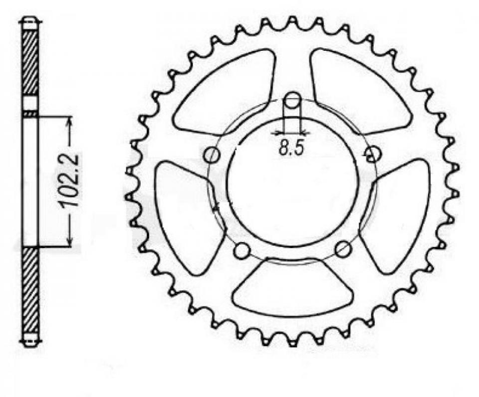 Couronne de transmission Générique pour moto Aprilia 50 RS 1999-2005 noire 43 dents pas 420 D102.2 Neuf