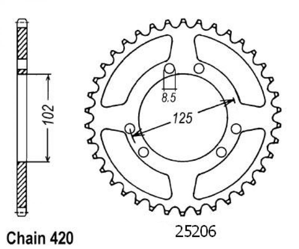 Couronne de transmission Kyoto pour Moto Derbi 50 Senda Sm Drd Racing 2004 à 2005 Neuf
