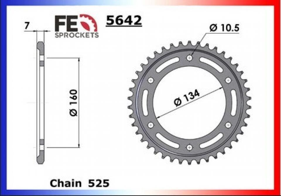 Couronne de transmission 45 dents Pas 525 pour moto Honda 600 CBR 2001-2004 5642.45