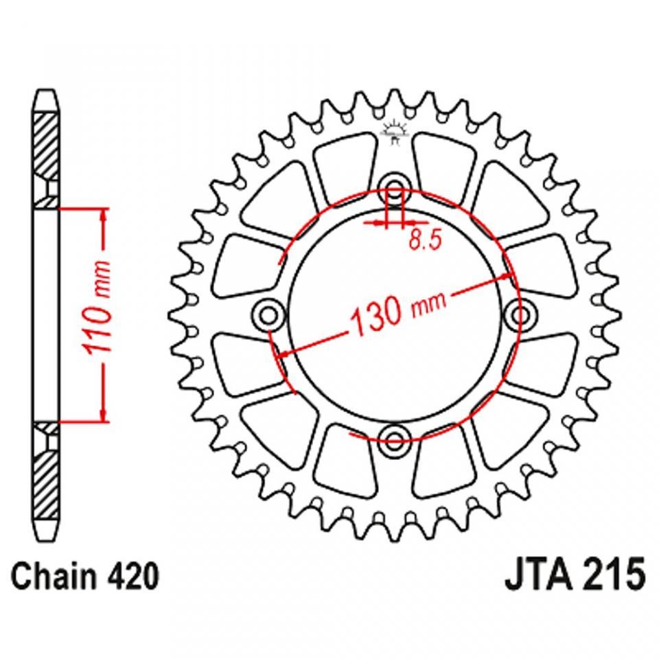 Couronne de transmission alu 55 dents pas 420 pour moto Honda 80 CR 1985 à 2002 Neuf