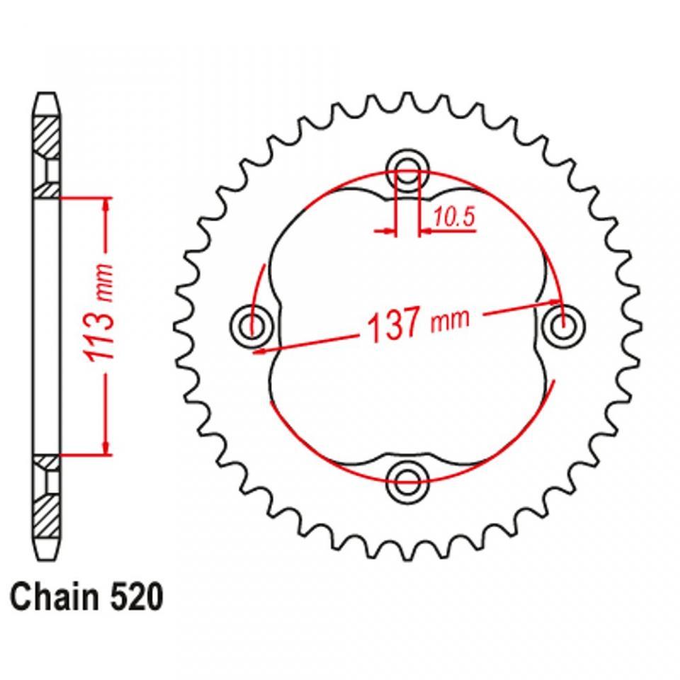 Couronne transmission 40 dents Pas 520 pour Quad Suzuki 400 LT-Z 2009-2017 JTR1760.40