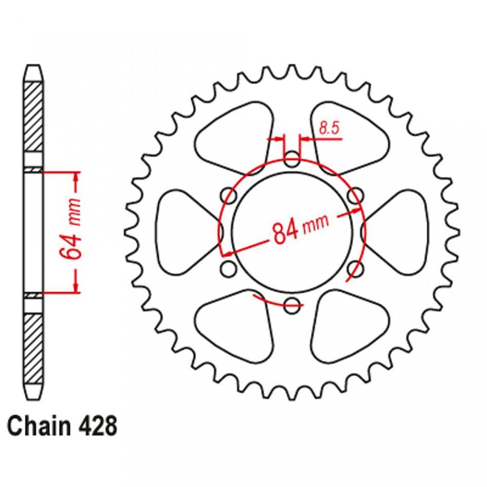 Couronne de transmission JT Sprockets pour moto Suzuki 125 DR 1985 à 2000 JTR809.47 / 47dts P428 Al 64 Neuf